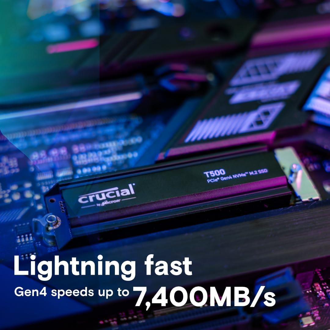 Crucial M.2 NVMe SSD T500 Pro 1TB Gen4 with Heatsink Crucial M.2 NVMe SSD T500 Pro 1TB Gen4 with Heatsink